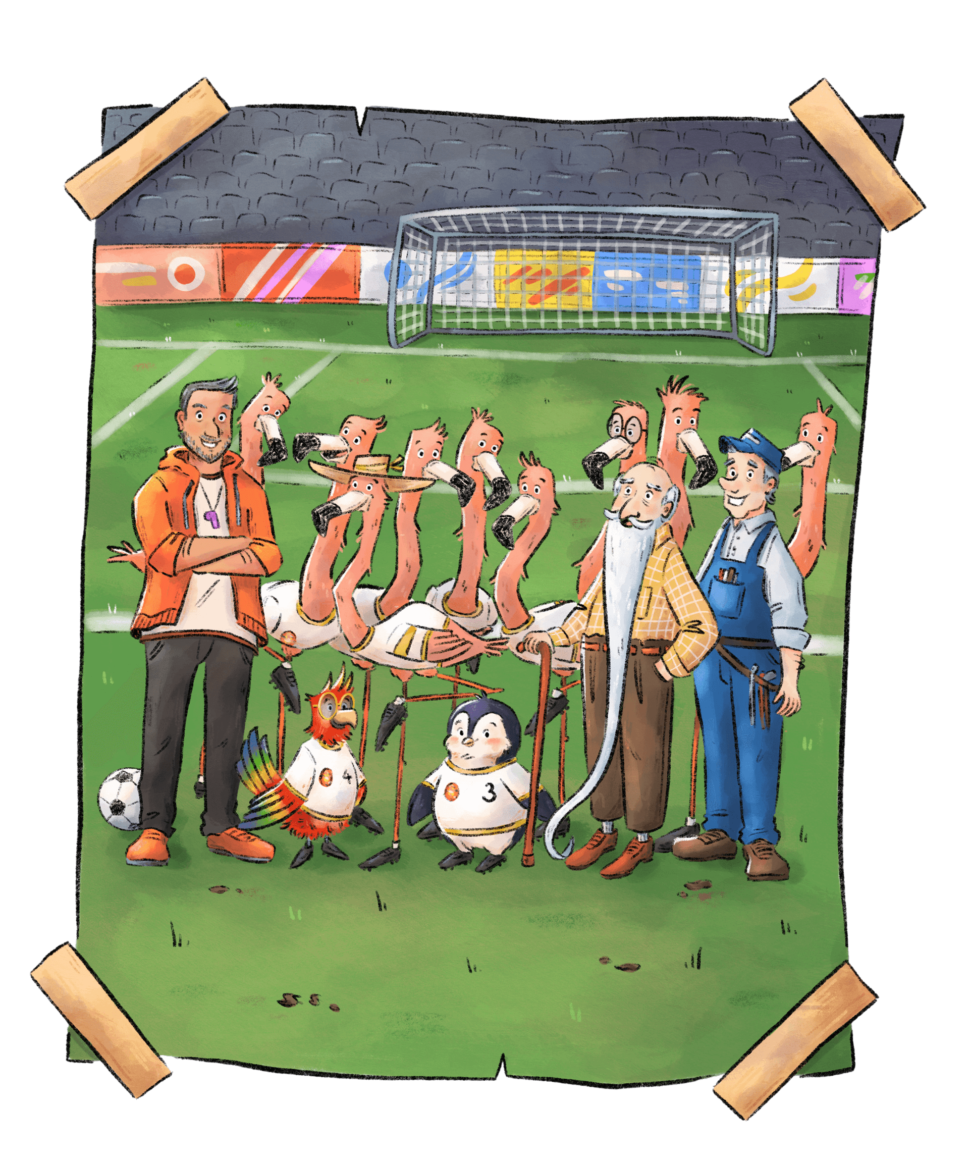 FC Flamingo Mannschaftsfoto - Das komplette Team vor dem Stadion